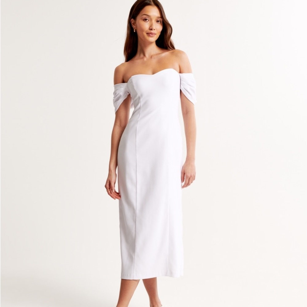 Abercrombie & Fitch Clean Off-The-Shoulder Midi Dress